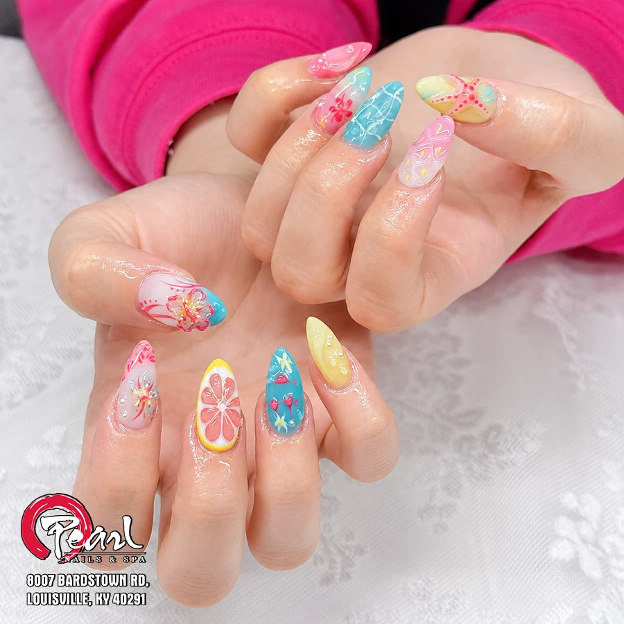 Colorful floral nail design — from Pearl’s original gallery
