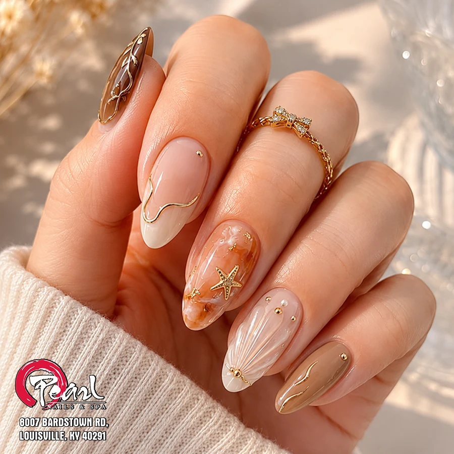 Peach floral manicure — from Pearl’s original gallery