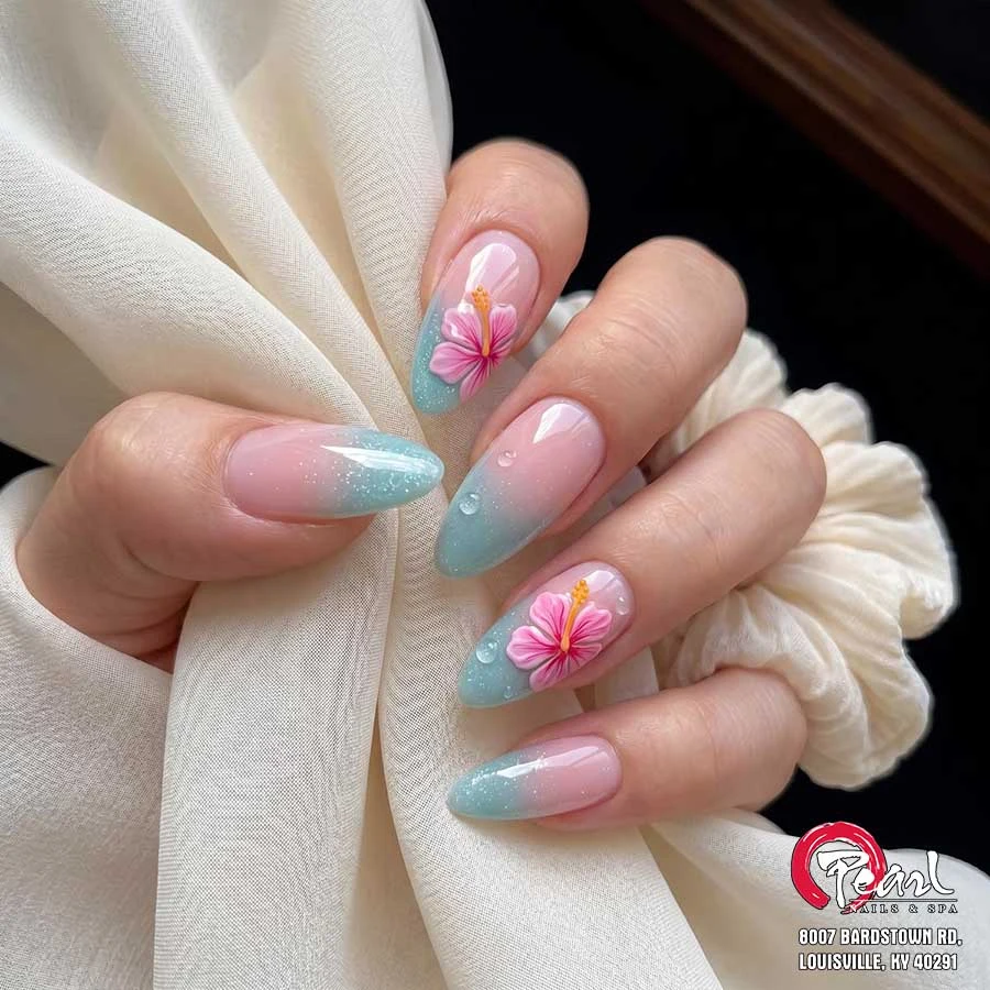 Pastel blue and pink nails — from Pearl’s original gallery